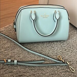 Kate Spade Blue Satchel with Gold Accents